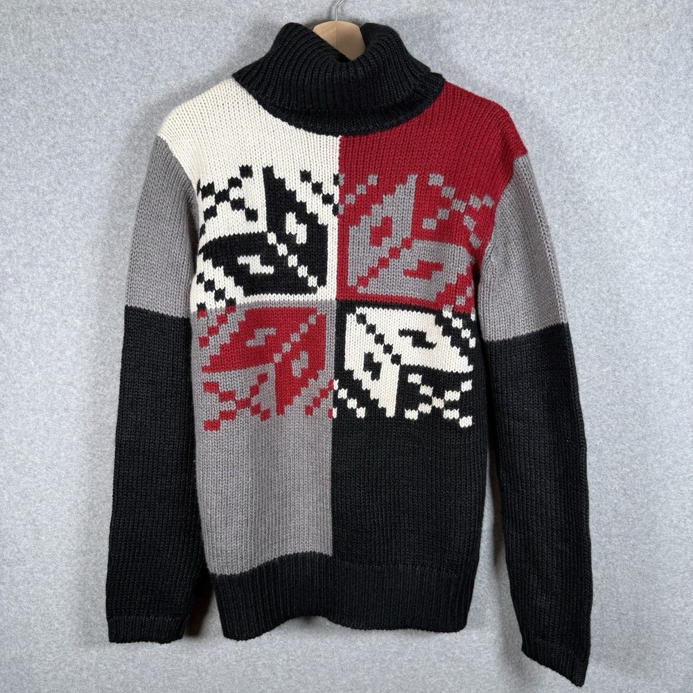 Rivited Lee Turtleneck Sweater Womens Medium Wool Snowflake Vintage Pullover